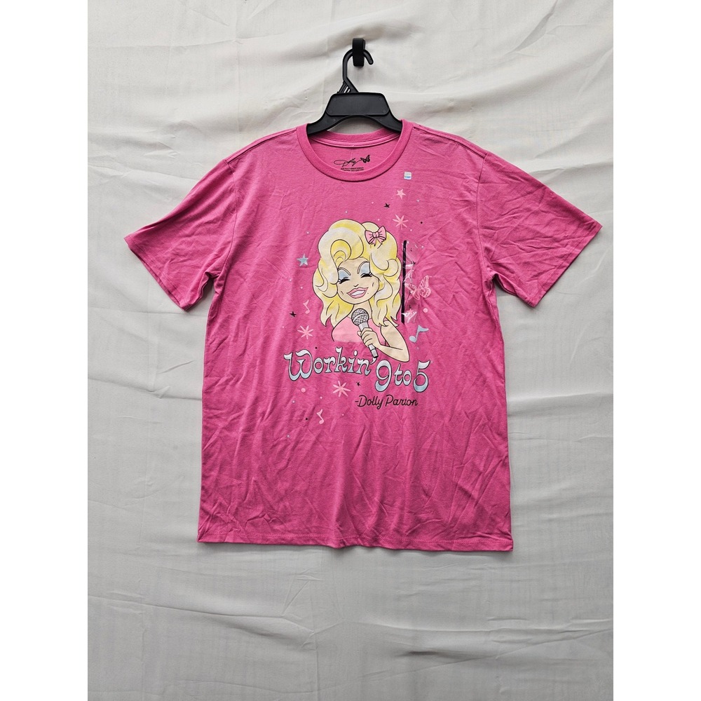Dolly Parton Womens Workin 9 to 5 Graphic T-Shirt Pink Cotton Size Large